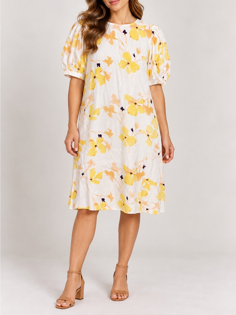 A New Day Yellow Floral Dress Size L